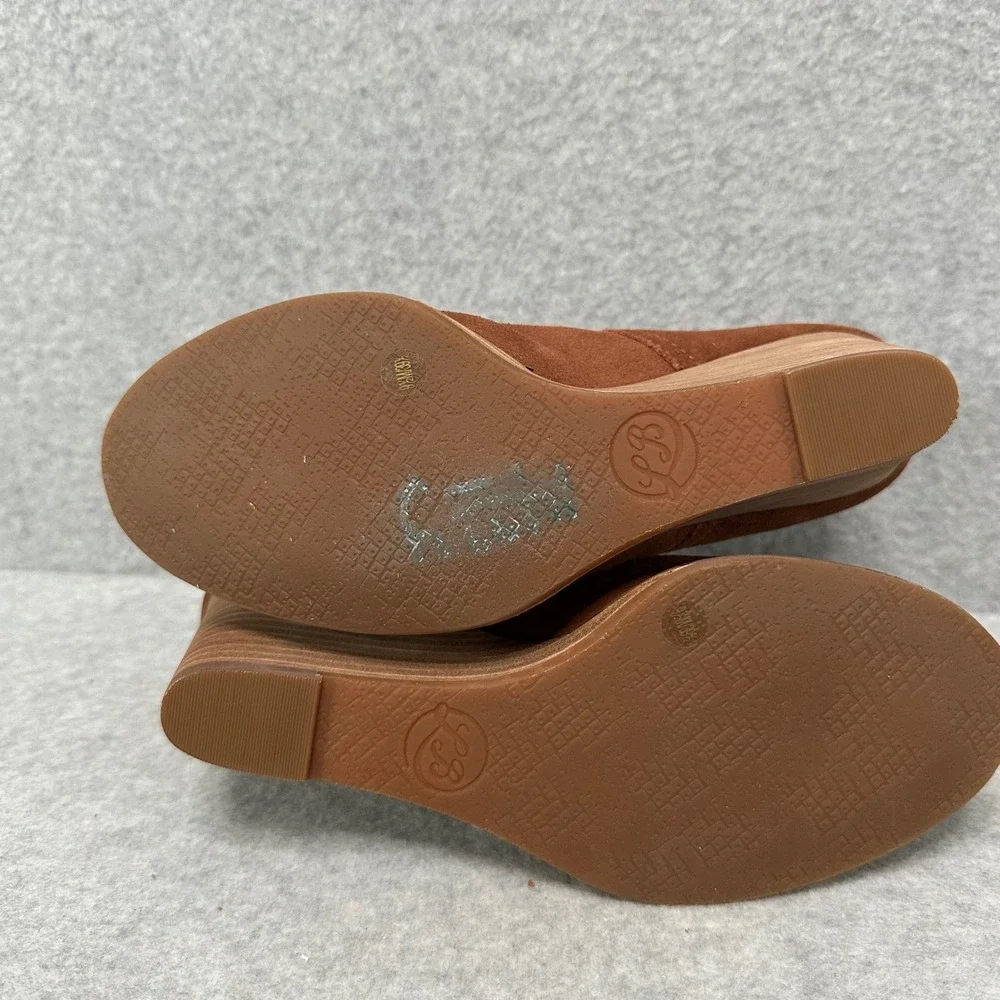 Lucky Brand Yoniana Womens 9.5 Brown Suede Wedge Ankle Booties LK-YONIANA Cognac
